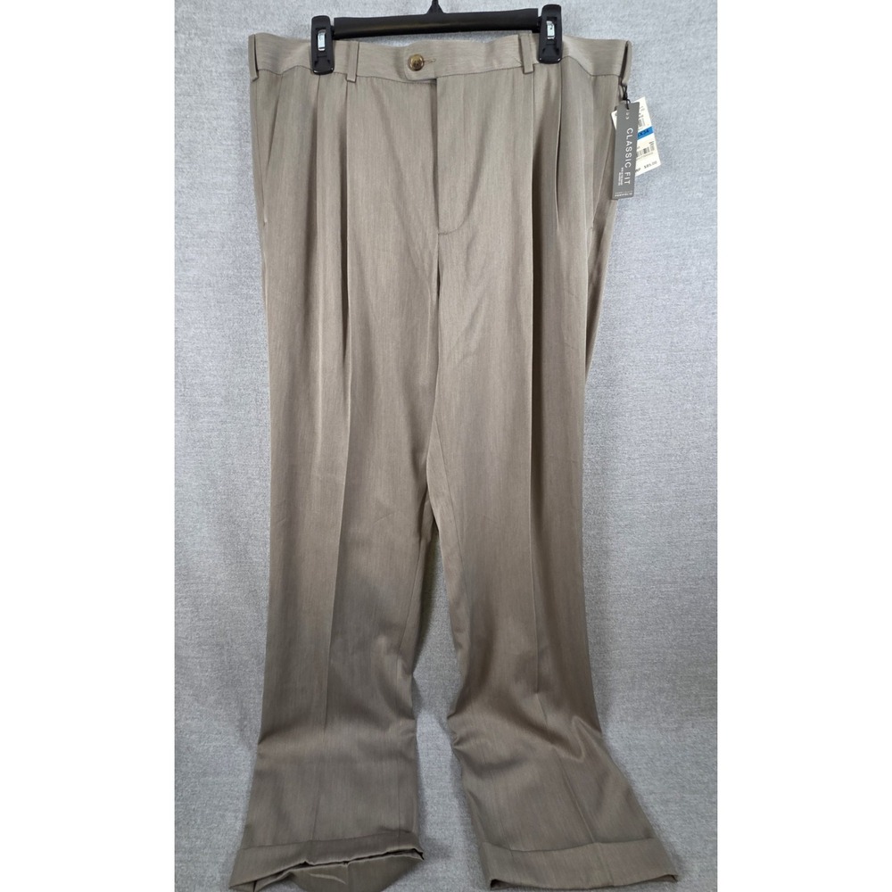 Perry Ellis Portfolio Travel Luxe Dress Pants Mens 36x34 Taupe Wicking Y2K NEW